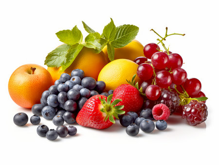 fresh fruits isolated on white backgroundの素材