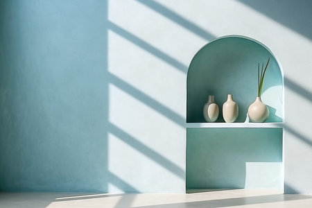 Minimal abstract light blue background for product, minimal mockup concept.の素材