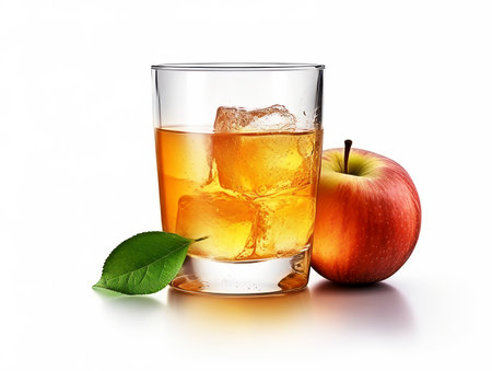 Glass of apple juice isolated on white backgroun.の素材