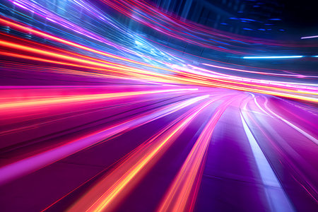 Abstract speed motion on the road at night with motion, blur backgroundの素材