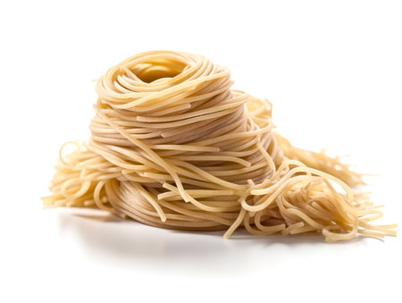 Italian pasta isolated on a white background. Dry uncooked pasta.の素材