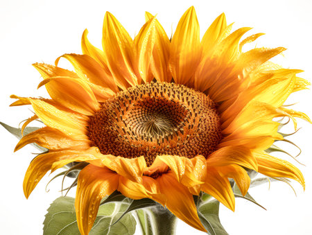 Beautiful yellow sunflower isolated on white background. Studio shot.の素材