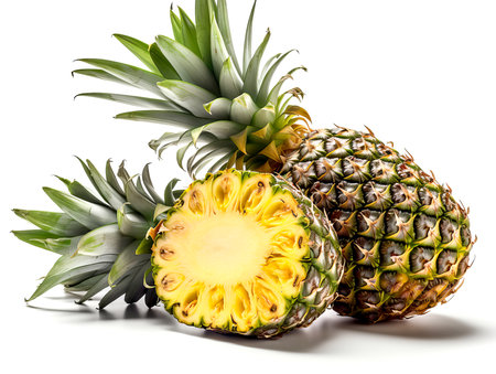 Pineapple isolated on white background, close up.の素材