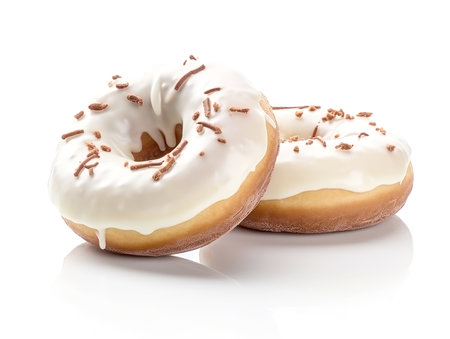 White chocolate donuts on a white background Isolated.の素材