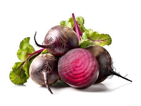 Red beetroot isolated on white background. Close up.の素材
