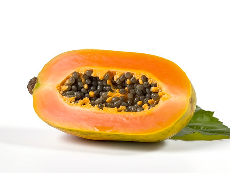 Papaya isolated on white background. Close up.の素材