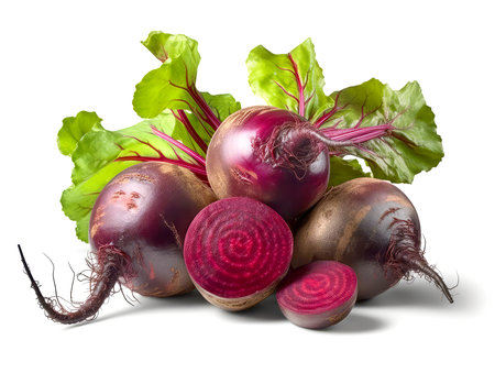 Red beetroot isolated on white background. Close up.の素材