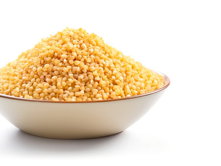 Bulgur isolated on white background. Close up.の素材