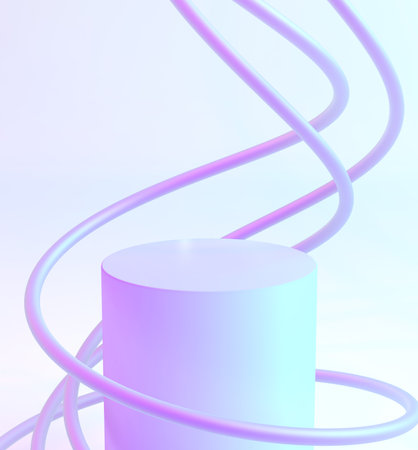 3d illustration of product display, podium, minimal pastel color. Minimal style.の写真素材
