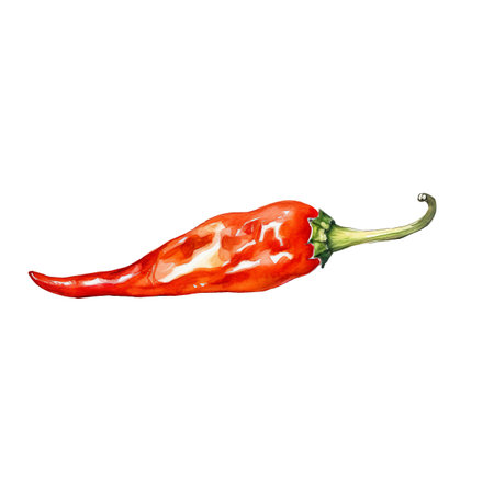 Illustration watercolor of chilli on white background. Cut out background.の写真素材
