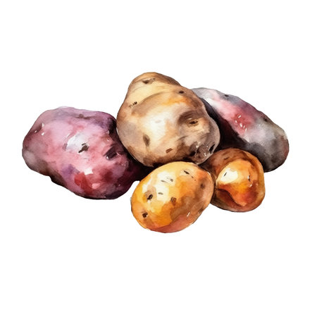 Illustration watercolor of potatoes isolated on white background. Cut out background.の写真素材