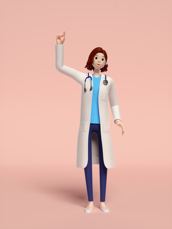 3d rendered illustration of a female doctor with stethoscope.の写真素材