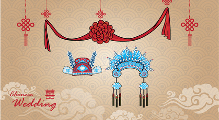 Traditional Chinese Wedding Crown for couple in wedding ceremonyのイラスト素材