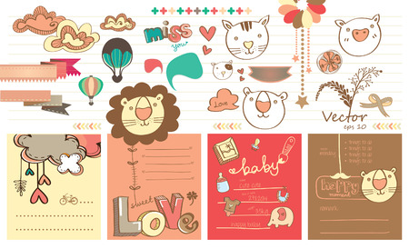 Cute Cartoon Memo Paperのイラスト素材