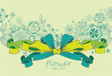 Vintage Ribbon Banner With Flower Backgroundのイラスト素材