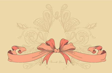 Vintage Ribbon with flower pattern backgroundのイラスト素材