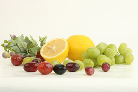 Assortment of exotic fruits isolated on whiteの写真素材