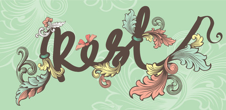 Nice Hand Draw Baroque Pattern With The Rest Wording As Wallpaperのイラスト素材