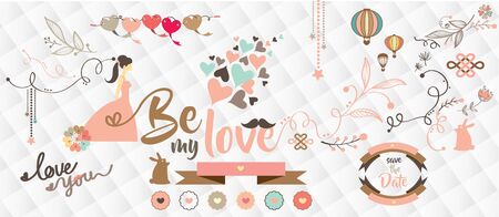 Cute Lovely and Elegant Element For Wedding Card Design Backgroundのイラスト素材