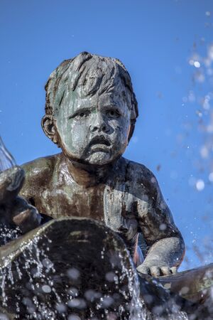 the Neptune Fountain in Berlinの写真素材