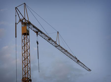 crane at sunsetの写真素材