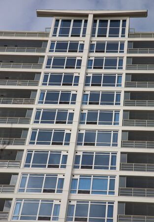 high rise apartement building in a downtown areaの写真素材