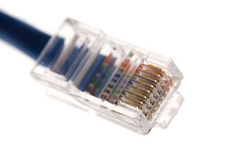 closeup of a network cable isolated on white backgroundの写真素材