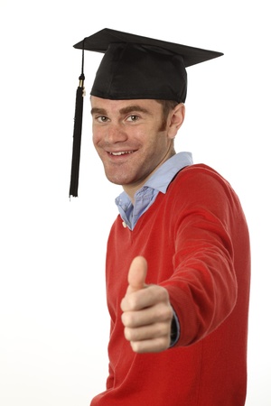 graduated student with thumb upの写真素材