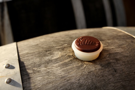 detail of a wooden wine barrelの写真素材