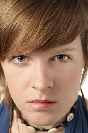 portrait of a young short haired woman の写真素材