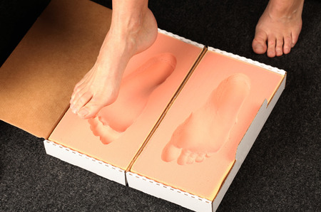 getting a footprint in foam for orthotics measurment