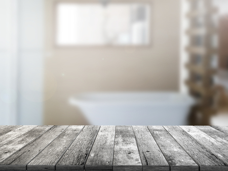 top wood table with Blur Backgroundの写真素材