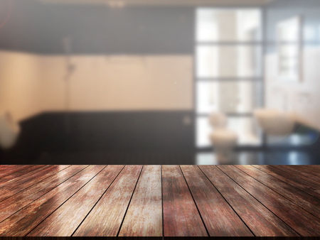 top wood table with Blur Backgroundの写真素材