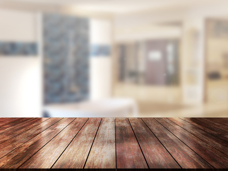 top wood table with Blur Backgroundの写真素材