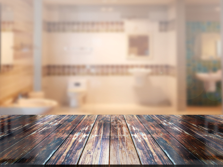 top wood table with Blur Backgroundの写真素材