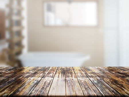 top wood table with Blur Backgroundの写真素材