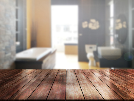 top wood table with Blur Backgroundの写真素材
