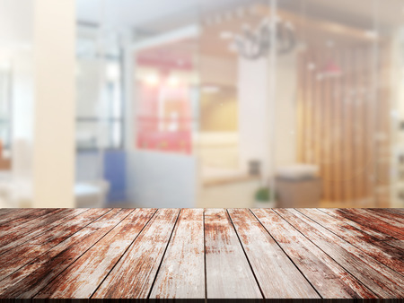 top wood table with Blur Backgroundの写真素材