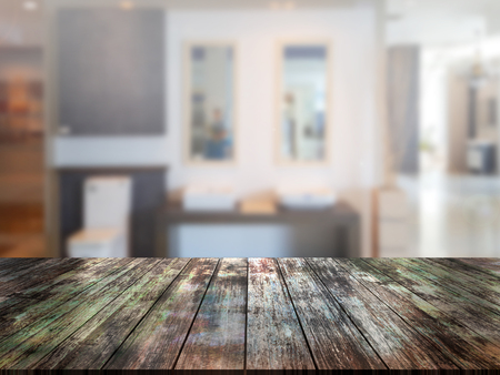 top wood table with Blur Backgroundの写真素材