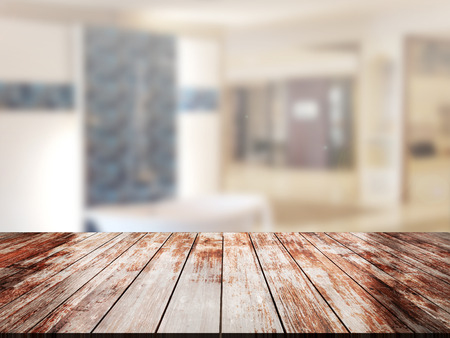 top wood table with Blur Backgroundの写真素材