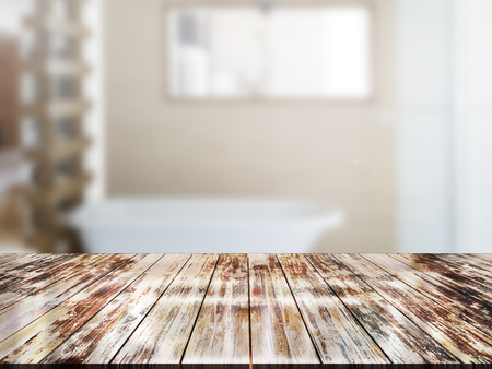 top wood table with Blur Backgroundの写真素材