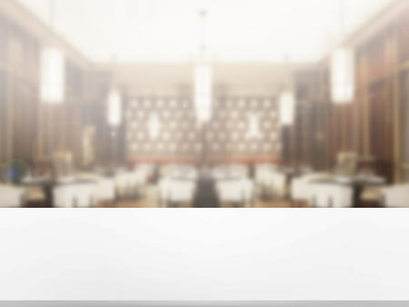 top wood table with Blur Backgroundの写真素材