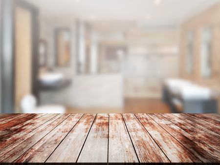 top wood table with Blur Backgroundの写真素材