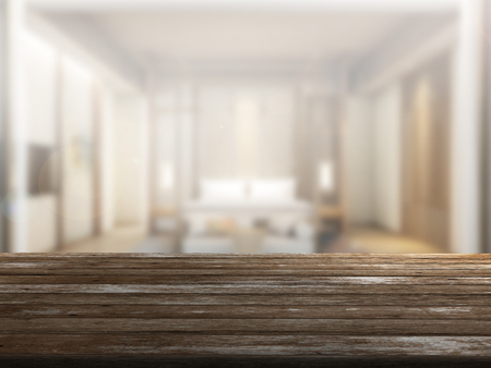 top wood table with Blur Backgroundの写真素材