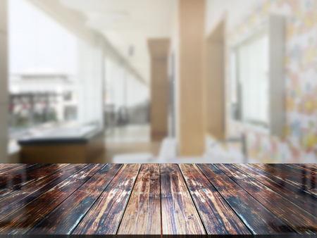 top wood table with Blur Backgroundの写真素材