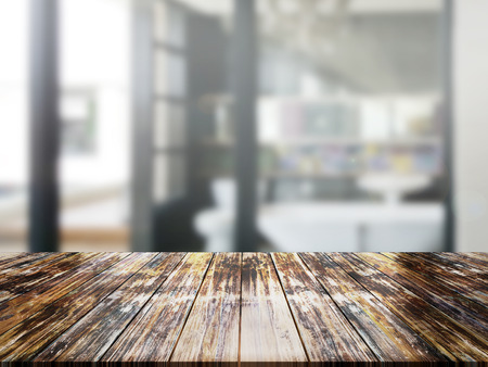 top wood table with Blur Backgroundの写真素材