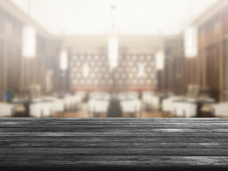 top wood table with Blur Backgroundの写真素材