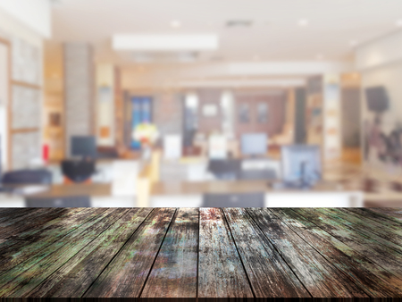 top wood table with Blur Backgroundの写真素材