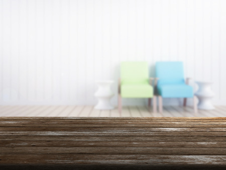 top wood table with Blur Backgroundの写真素材