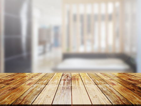 top wood table with Blur Backgroundの写真素材
